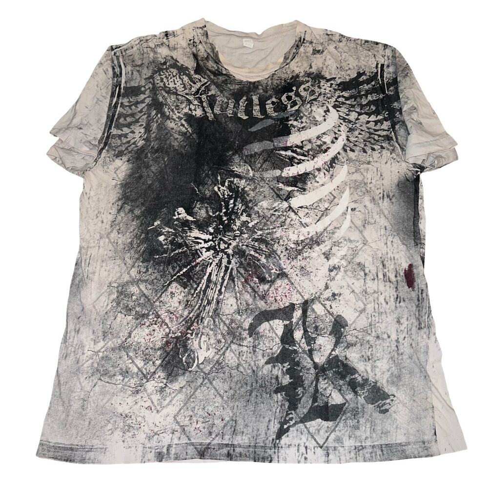 Y2K Graphic Print Grunge Affliction Style Pinkman Isaiah 53:5 Faded AOP Shirt XL